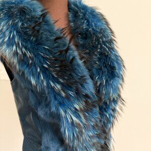 New Real Fox Fur Leather Vest  Coat Jacket